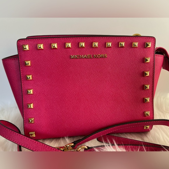 Michael Kors magenta pink stud crossbody bag - Picture 3 of 14